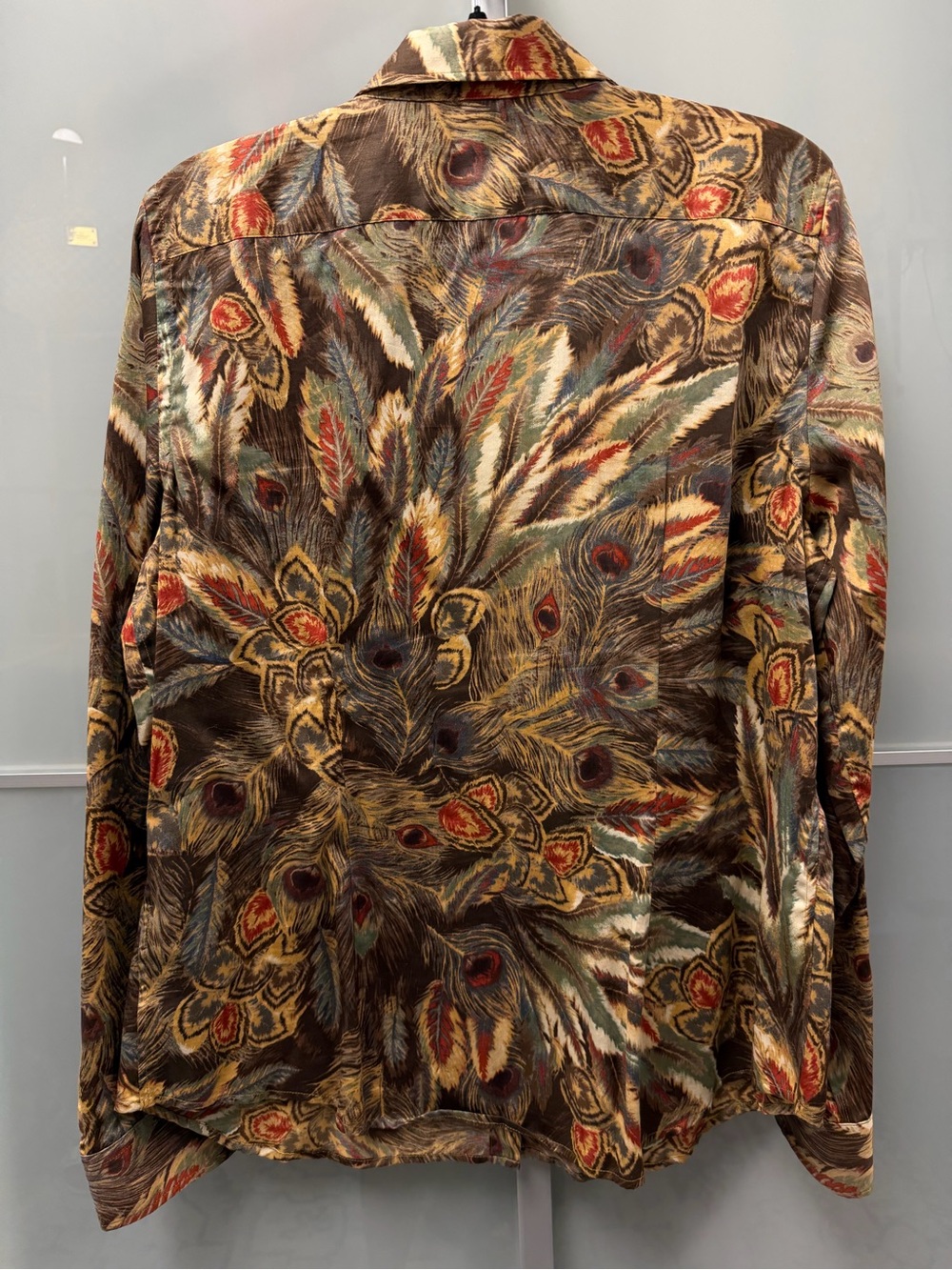 Ralph Lauren Feather Print Cotton Blouse Size L Fall Classic Button Down RL - Picture 4 of 6